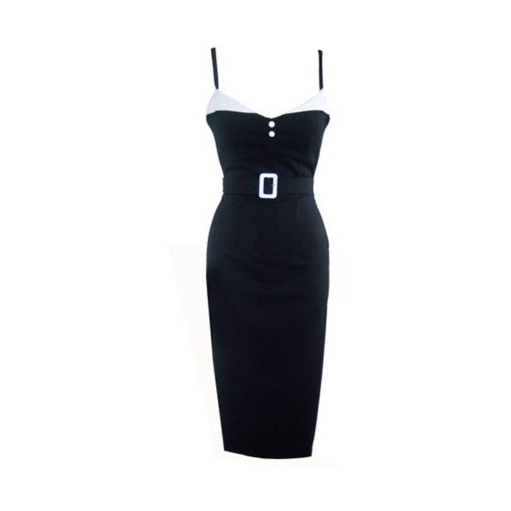NWOT Glamour Bunny Lapel Dress in Black - Picture 3 of 4